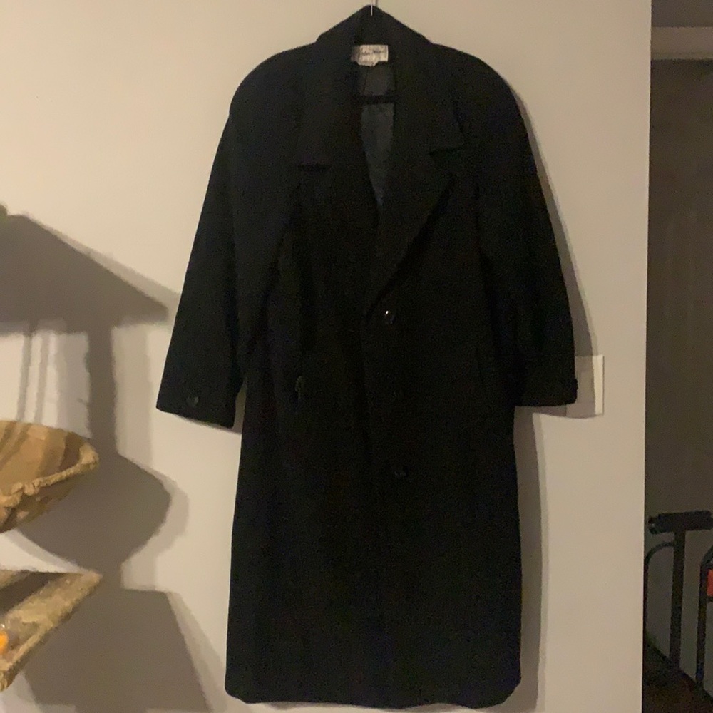 Andrea Marin Long Black Winter/Trench Coat Size 14